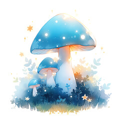 Anime style, Mushroom on white background