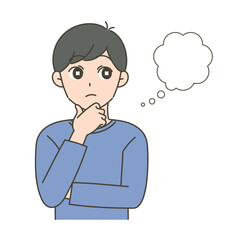 何かを考える若い男性のイラスト