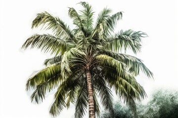 Fototapeta na wymiar Watercolor painting of a palm tree as a PNG file. Generative AI