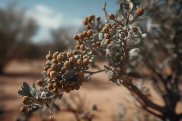 Medicinal plant for rheumatic conditions in the Kalahari desert. Generative AI - obrazy, fototapety, plakaty