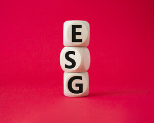 GSG - Environmental, Social and Governance symbol. Concept word GSG on wooden cubes. Beautiful red...