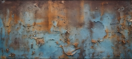 Grunge rusted metal texture, rust and oxidized metal background. Generative AI.