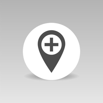 Cross map pin vector icon Hospital sign