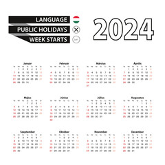 2024 calendar in Hungarian language, week starts from Sunday.