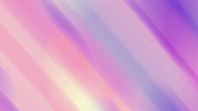Multicolor glowing striped background. Light yellow orange pink lilac purple gradient diagonal stripes. Summer 4k animation. Sunny blurred backdrop for promotion, presentation, cover, website banner