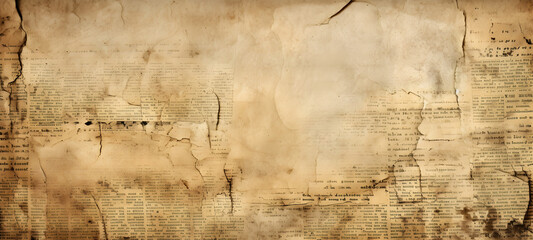 Newspaper paper grunge vintage old aged texture background. Generative AI.