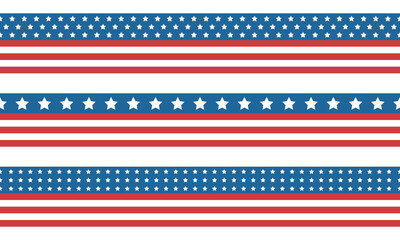 Set of seamless border patterns. Ribbons with USA flag. Isolated vector. Transparent background.