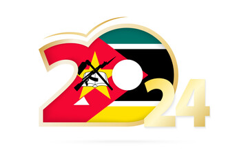 Year 2024 with Mozambique Flag pattern.