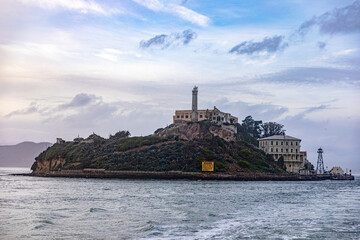 Island in the San Francisco Bay where the famous maximum security federal prison of Alcatraz is...
