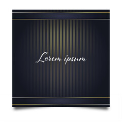 Dark background with golden stripes. Minimalist banner. Vector illustration