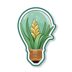 Green Energy logo sticker in the form of a light bulb with green leaves inside