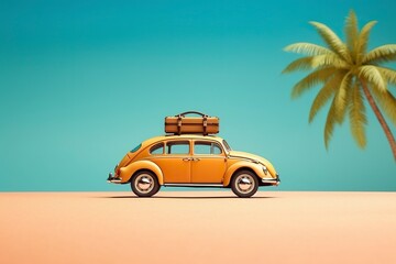 Suitcases for summer travel to the beach, travel concept. Ai generated.
