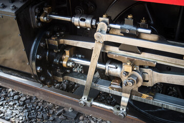Closeup of steam train technology