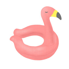 フラミンゴの浮き輪のイラスト