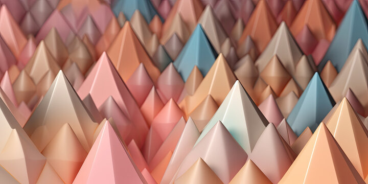 Abstract 3d background, colorful triangles piramides pattern texture. Generative AI