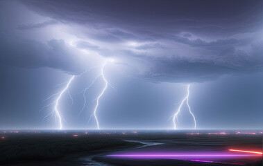 Lightning storm. Ai generated technology