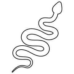 Line snake. Serpent linear animal. Vector illustration isolated on white.