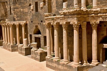 The ancient amphitheater in Bosra was built in the 1st to 2nd century. UNESCO World Heritage. Syria.
