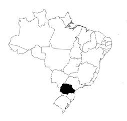 Vector map of the state of Paraná highlighted highlighted in black on the map of Brazil.