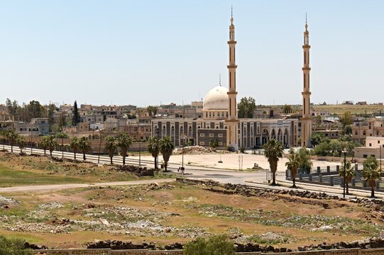 View of Bosra city from the amphitheater. Syria.