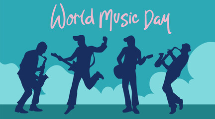 vector illustration to commemorate world music day held in June