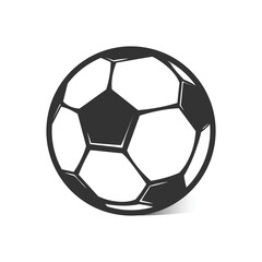 Minimalistic soccer ball with shadow vector icon on white background . Football sport equipment design icon. 