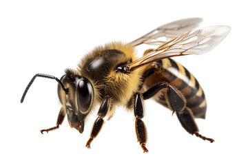 honey bee walking isolated on transparent background cutout generative AI.