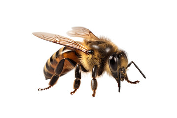 honey bee walking isolated on transparent background cutout generative AI.