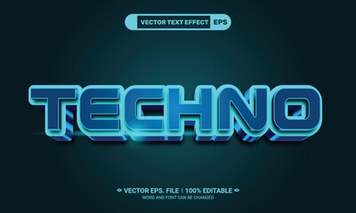 Techno 3d editable vector text effect