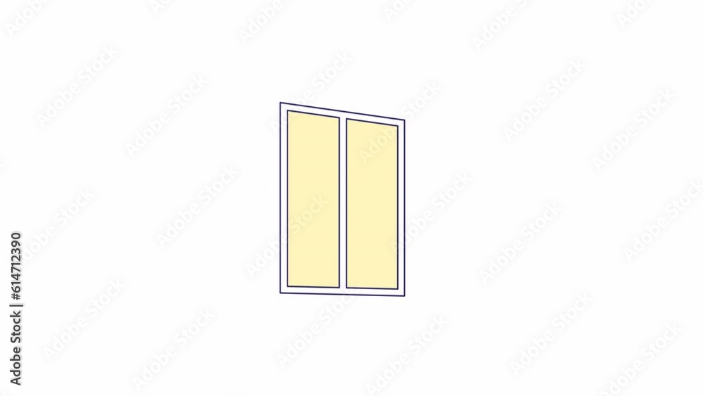 Poster blinking light in window animation. flat outline style icon 4k video for web design. outside house n