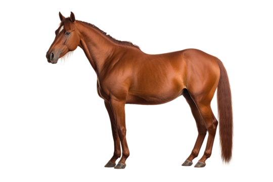 Close up horse isolated on transparent background generative AI.