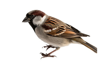 close up sparrow isolated on transparent background generative Ai.