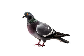 pigeon isolated on white background generative AI. - obrazy, fototapety, plakaty