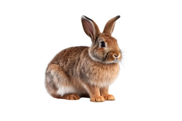 Fototapeta premium Isolate brown rabbit seen from the side isolated on a transparent background generative AI.