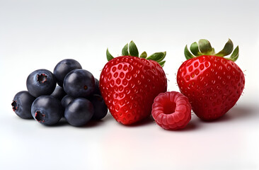 strawberries and blueberries isolated