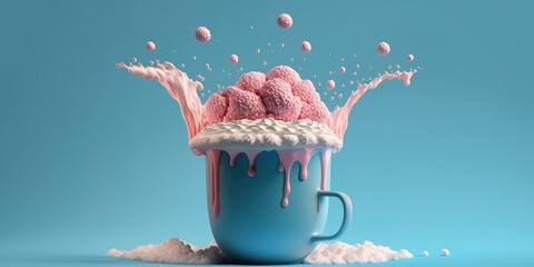 Image of A pink beverage with a thick layer of blue froth. printed on Printed Glass Splashbacks