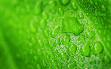 Natural green background with leaf and drops of water, ecology concept