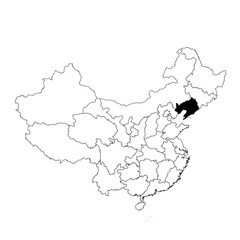 Vector map of the province of Liaoning highlighted highlighted in black on the map of China.