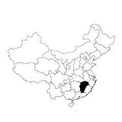 Vector map of the province of Jiangxi highlighted highlighted in black on the map of China.