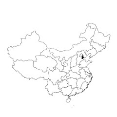 Vector map of the province of Tianjin highlighted highlighted in black on the map of China.