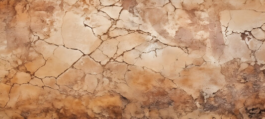 Worn brown marble or cracked concrete background (as an abstract brown vintage background). Generative AI.