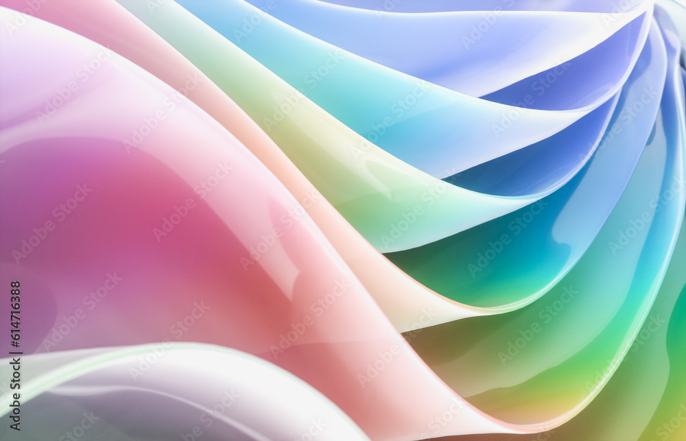 Aufkleber Abstract geometric crystal background with iridescent holographic texture. curve. cloth. 3d rendering.