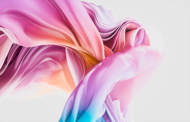 Abstract geometric crystal background with iridescent holographic texture. curve. cloth. 3d rendering.