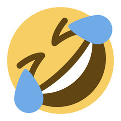 Rolling on the Floor Laughing emoji. A yellow face with a big grin and scrunched, X-shaped eyes, tilted on its side as if rolling on the floor laughing (the internet acronym ROFL).