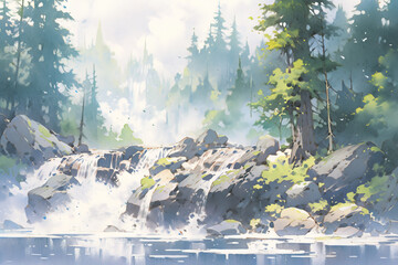 Anime style, Waterfall