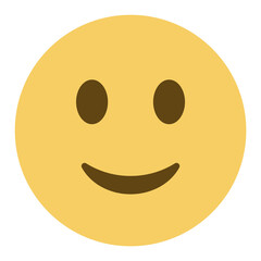 Slightly smiling emoji. Friendly emoticon, happy yellow face with simple closed. Vector illustration.