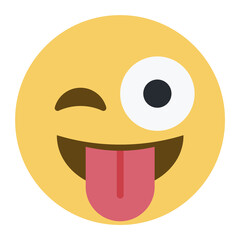 Top quality emoticon. Winking emoji with tongue. Crazy emoticon with stuck-out tongue and winking eye.