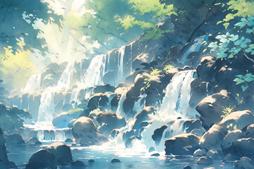 Anime style, Waterfall