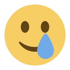 Top quality emoticon. Emoji smile and tears. Happy Smiling face. Tears. Yellow face emoji. Element.