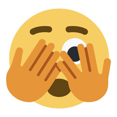Top quality emoticon. Closing eyes. flat emoji closing eyes with hand. Yellow face emoji. Popular element.